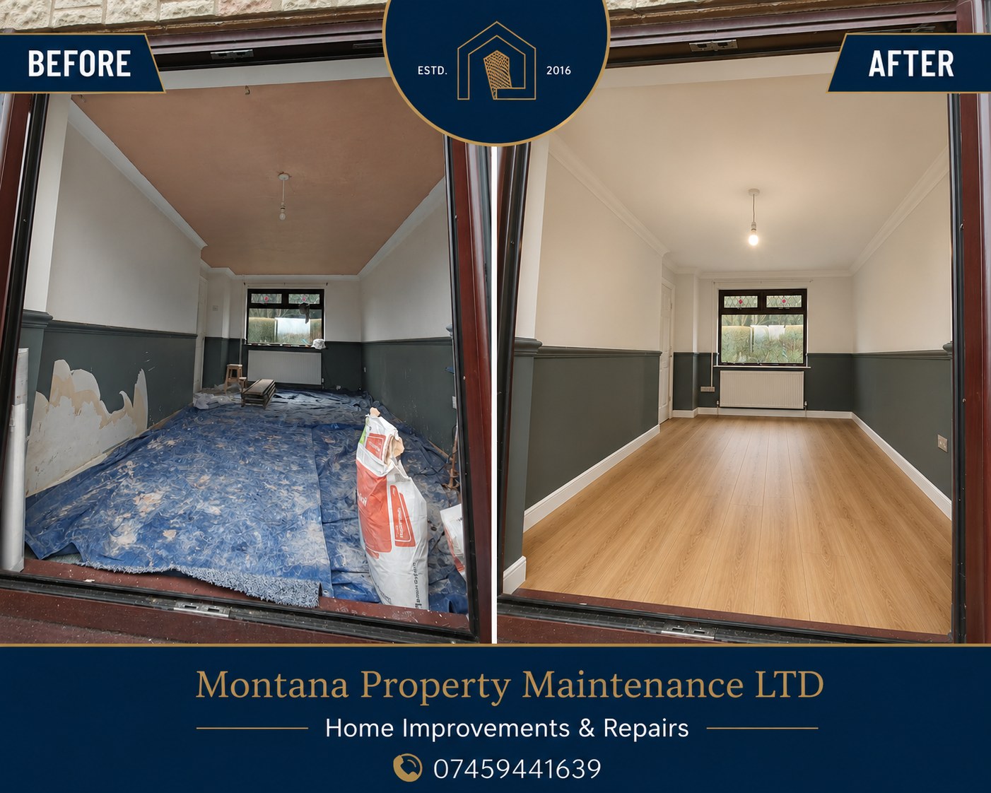 Full room renovation before and after